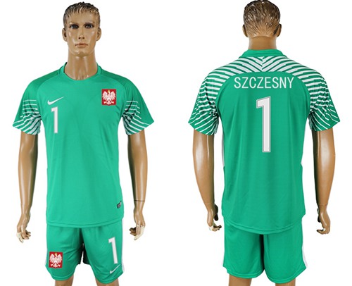 Poland #1 Szczesny Green Goalkeeper Soccer Country Jersey